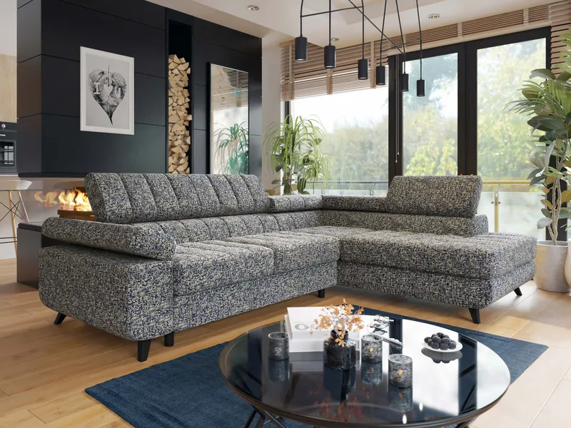 Amshyttan Sovesofa med sjeselong 4-seter, Blå