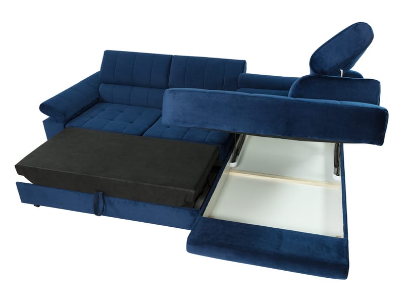 Amshyttan Sovesofa med sjeselong 4-seter - Blå - Møbler - Sofaer - Sovesofaer - Langsgående sovesofa