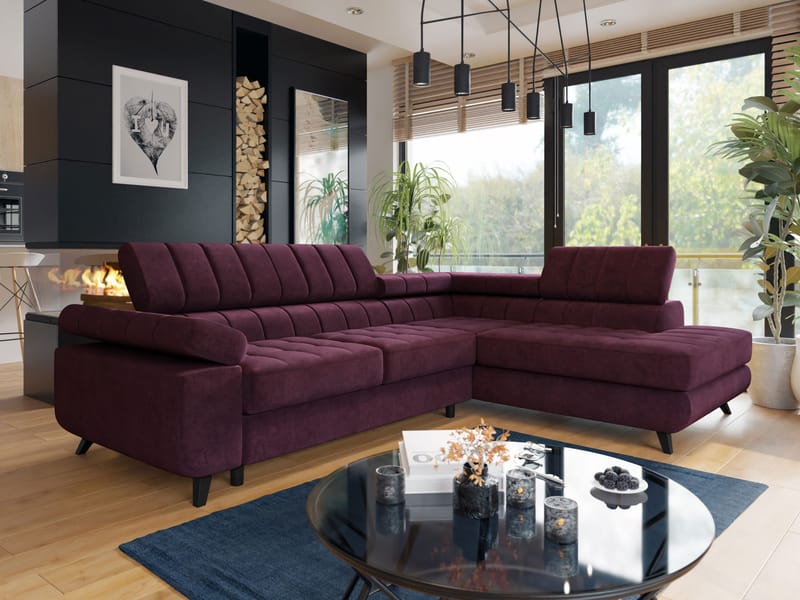 Amshyttan Sovesofa med sjeselong 4-seter, Lilla