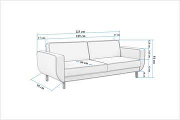 Austen 3-seters Sovesofa 66x189 cm i Stoff - Kremhvit - Møbler - Sofaer - Sovesofaer - 3 seters sovesofa