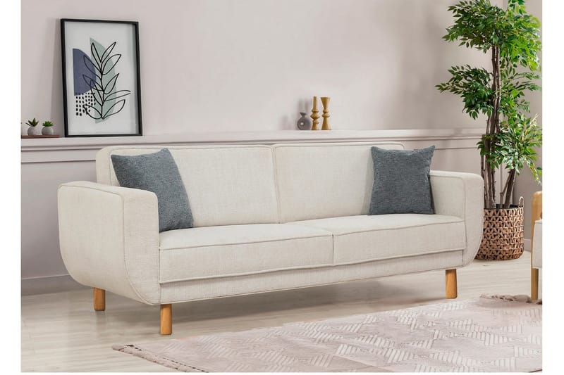Austen 3-seters Sovesofa 66x189 cm i Stoff - Kremhvit - Møbler - Sofaer - Sovesofaer - 3 seters sovesofa