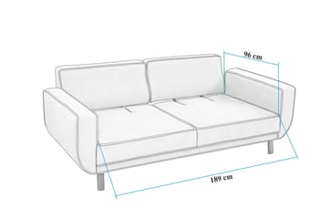 Austen 3-seters Sovesofa 66x189 cm i Stoff - Kremhvit - Møbler - Sofaer - Sovesofaer - 3 seters sovesofa