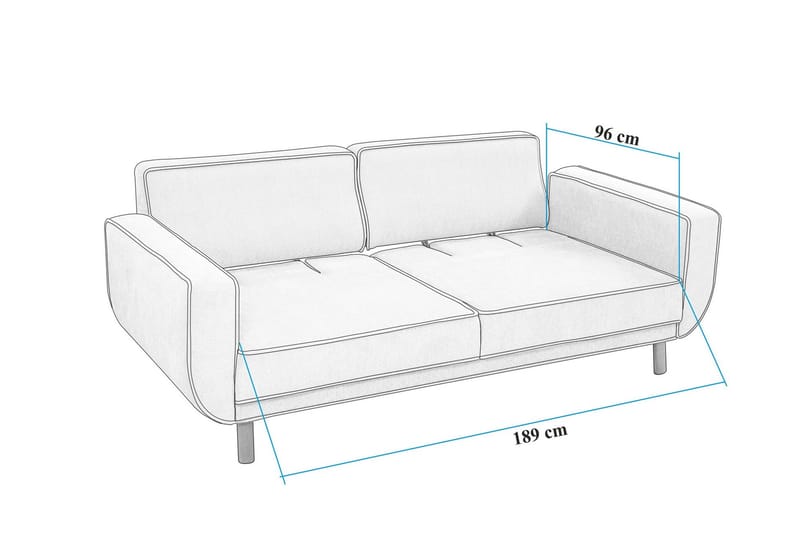 Austen 3-seters Sovesofa 66x189 cm i Stoff - Kremhvit - Møbler - Sofaer - Sovesofaer - 3 seters sovesofa