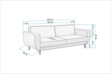 Austen 3-seters Sovesofa - Krem - Møbler - Sofaer - Sovesofaer - 3 seters sovesofa