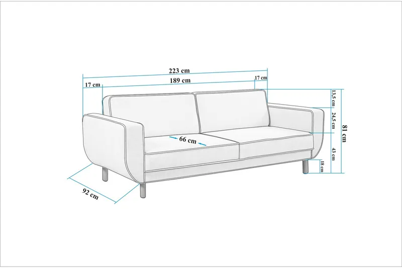 Austen 3-seters Sovesofa - Krem - Møbler - Sofaer - Sovesofaer - 3 seters sovesofa