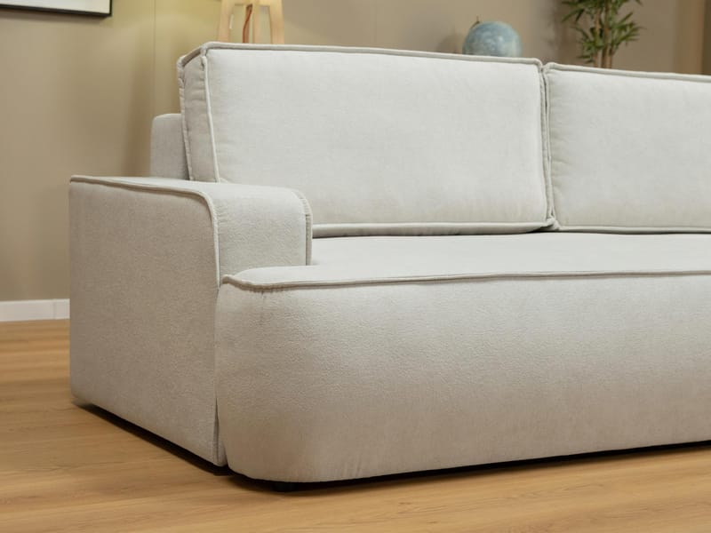 Avignon 3-seters Sovesofa 147x208 cm med Oppbevaring i Bouclé - Grå - Møbler - Sofaer - Sovesofaer - 3 seters sovesofa