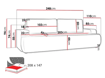 Avignon Sovesofa 3-seter - Grå - Møbler - Sofaer - Sovesofaer - 3 seters sovesofa
