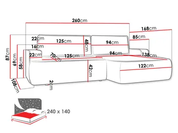 Avignon Sovesofa med sjeselong 3-seter - Beige - Møbler - Sofaer - Sovesofaer - Sovesofa divan