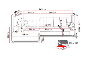 Azoulay Høyrevendt Sovesofa 123x193 cm med Oppbevaring i Fløyel - Grå - Møbler - Sofaer - Sovesofaer - Langsgående sovesofa