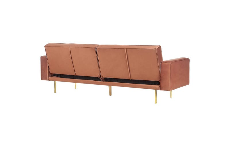 Bäddsoffa Beliani Visnes Brun, Guld Brown||GOLD - Møbler - Sofaer - Sovesofaer - 3 seters sovesofa