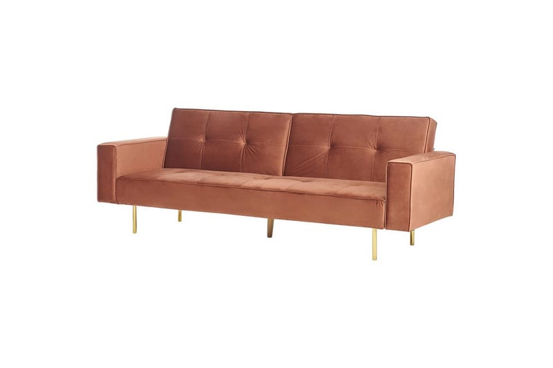 Bäddsoffa Beliani Visnes Brun, Guld Brown||GOLD - Møbler - Sofaer - Sovesofaer - 3 seters sovesofa