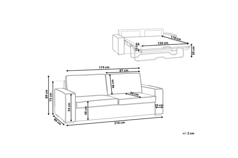 Bäddsoffa Beliani Vuokatti Brun White - Møbler - Sofaer - Sovesofaer - 2 seters sovesofa