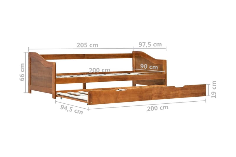 Bäddsoffa ram furu honungsbrun 90x200 cm - Møbler - Sofaer - Sovesofaer - Langsgående sovesofa