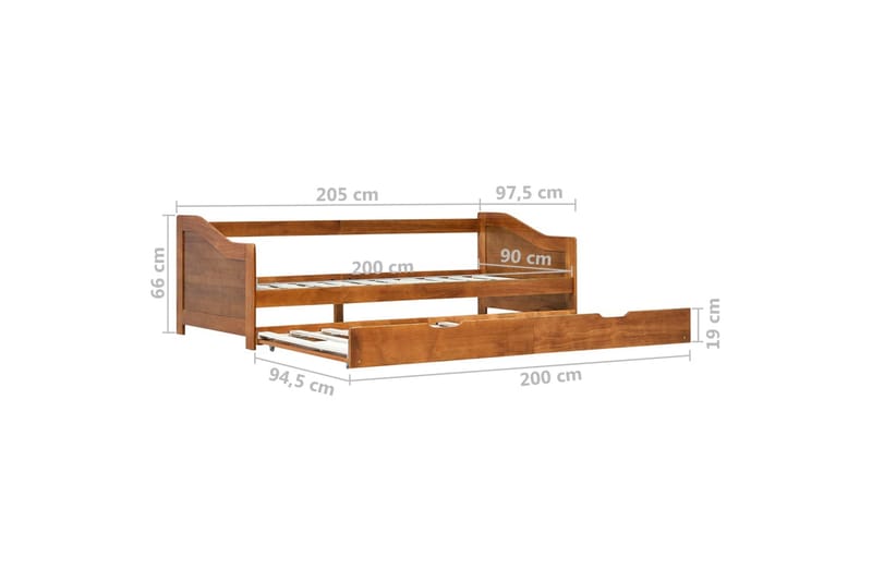 Bäddsoffa ram furu honungsbrun 90x200 cm - Møbler - Sofaer - Sovesofaer - Langsgående sovesofa