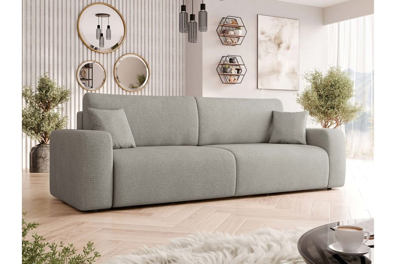 Barile Sovesofa 3-seter i Plysj - Grå - Møbler - Sofaer - Sovesofaer - 3 seters sovesofa