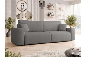 Barile Sovesofa 3-seter i Plysj - Grå - Møbler - Sofaer - Sovesofaer - 3 seters sovesofa