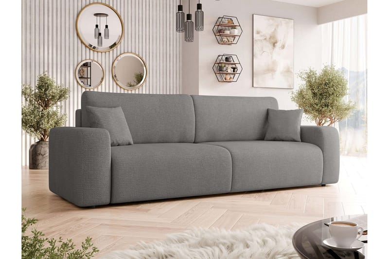 Barile Sovesofa 3-seter i Plysj - Grå - Møbler - Sofaer - Sovesofaer - 3 seters sovesofa
