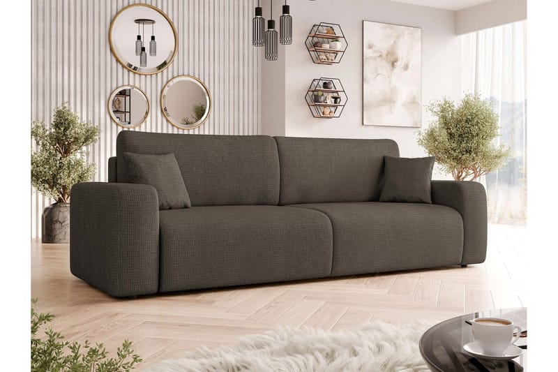 Barile Sovesofa 3-seter i Plysj - Grå - Møbler - Sofaer - Sovesofaer - 3 seters sovesofa