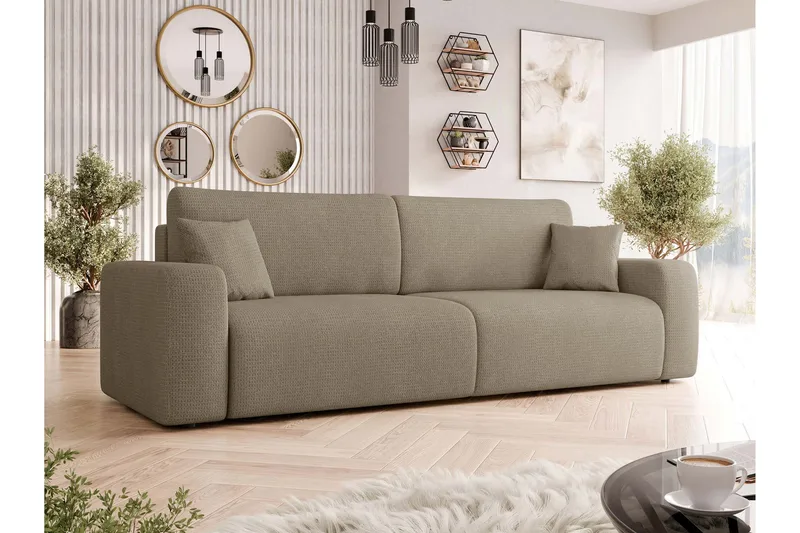 Barile Sovesofa 3-seter i Plysj - Brun - Møbler - Sofaer - Sovesofaer - 3 seters sovesofa