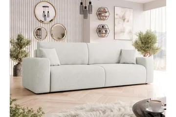 Barile Sovesofa 3-seter i Plysj - Hvit - Møbler - Sofaer - Sovesofaer - 3 seters sovesofa