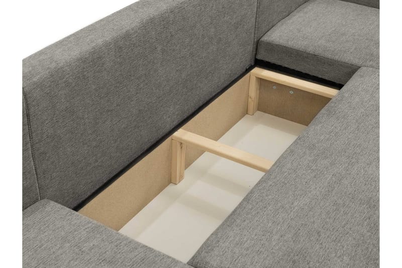 Barile Sovesofa med Dobbel Sjeselong 4-seter i Plysj - Grå - Møbler - Sofaer - Sovesofaer - U sovesofa
