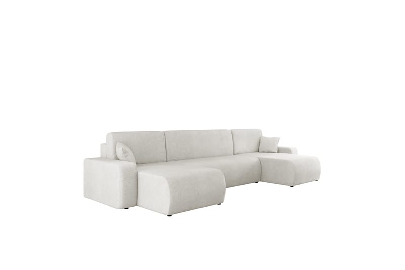 Barile Sovesofa med Dobbel Sjeselong 4-seter i Plysj, Hvit