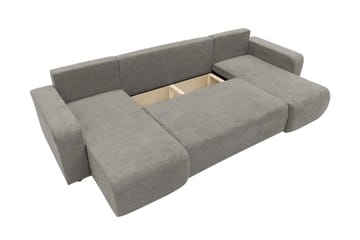 Barile Sovesofa med Dobbel Sjeselong 4-seter i Plysj - Beige - Møbler - Sofaer - Sovesofaer - U sovesofa