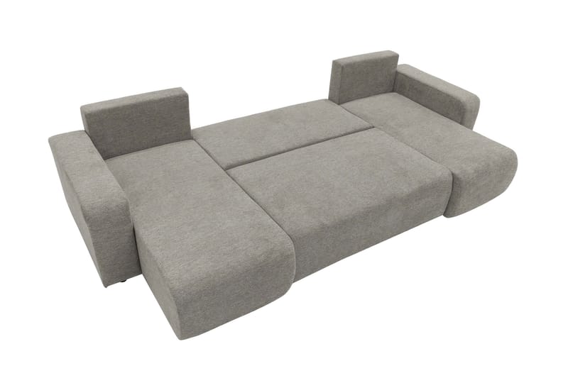 Barile Sovesofa med Dobbel Sjeselong 4-seter i Plysj - Beige - Møbler - Sofaer - Sovesofaer - U sovesofa