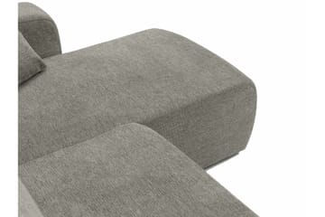 Barile Sovesofa med Dobbel Sjeselong 4-seter i Plysj - Beige - Møbler - Sofaer - Sovesofaer - U sovesofa