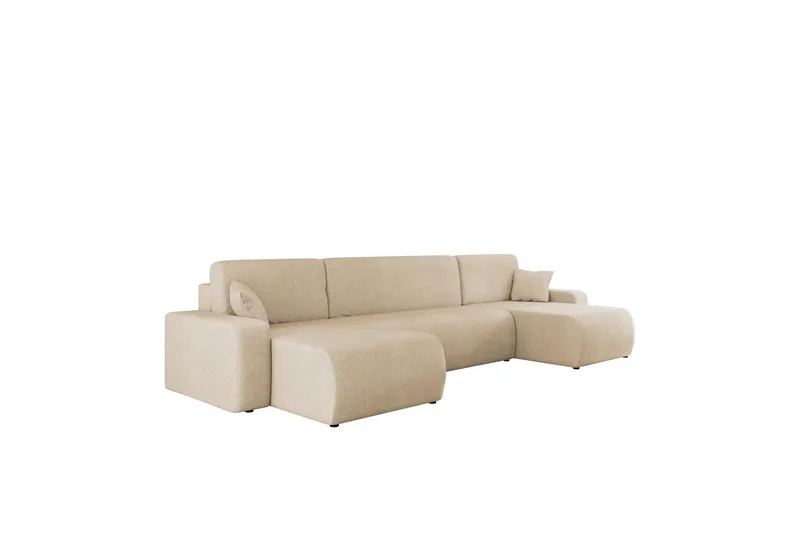 Barile Sovesofa med Dobbel Sjeselong 4-seter i Plysj, Beige