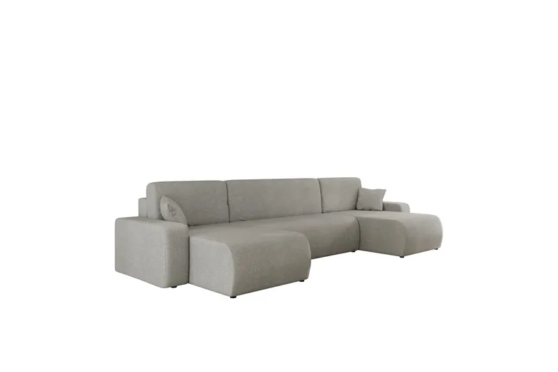 Barile Sovesofa med Dobbel Sjeselong 4-seter i Plysj, Grå