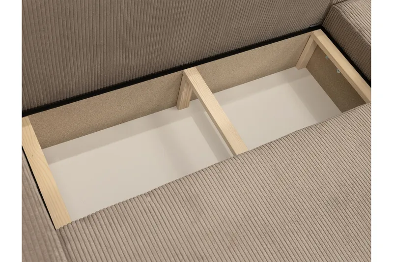 Barile Sovesofa med Sjeselong 3-seter i Plysj - Beige - Møbler - Sofaer - Sovesofaer - Sovesofa divan