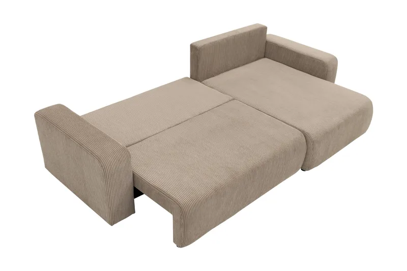 Barile Sovesofa med Sjeselong 3-seter i Plysj - Beige - Møbler - Sofaer - Sovesofaer - Sovesofa divan