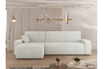 Barile Sovesofa med Sjeselong 3-seter i Plysj - Hvit - Møbler - Sofaer - Sovesofaer - Sovesofa divan