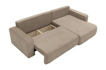 Barile Sovesofa med Sjeselong 3-seter i Plysj - Beige - Møbler - Sofaer - Sovesofaer - Sovesofa divan