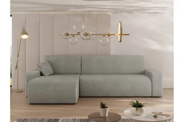 Barile Sovesofa med Sjeselong 3-seter i Plysj - Grå - Møbler - Sofaer - Sovesofaer - Sovesofa divan