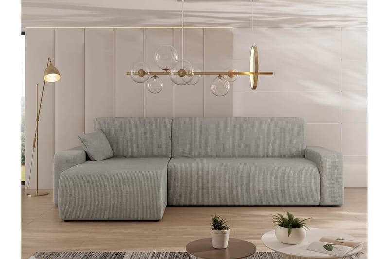 Barile Sovesofa med Sjeselong 3-seter i Plysj - Grå - Møbler - Sofaer - Sovesofaer - Sovesofa divan