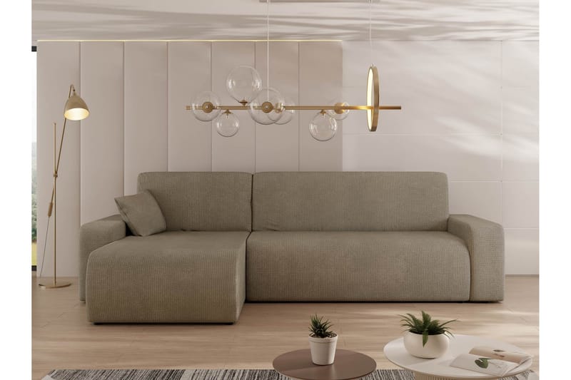 Barile Sovesofa med Sjeselong 3-seter i Plysj - Brun - Møbler - Sofaer - Sovesofaer - Sovesofa divan