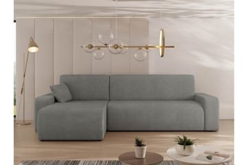 Barile Sovesofa med Sjeselong 3-seter i Plysj - Grå - Møbler - Sofaer - Sovesofaer - Sovesofa divan