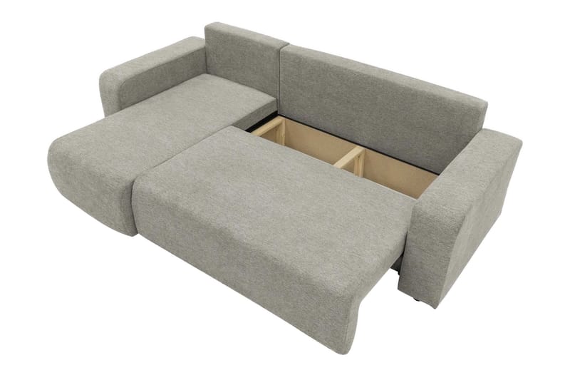 Barile Sovesofa med Sjeselong 3-seter i Plysj - Grå - Møbler - Sofaer - Sovesofaer - Sovesofa divan