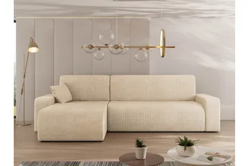 Barile Sovesofa med Sjeselong 3-seter i Plysj - Beige - Møbler - Sofaer - Sovesofaer - Sovesofa divan