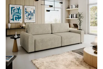 Bella Sovesofa 3-seter i Plysj - Beige - Møbler - Sofaer - Sovesofaer - 3 seters sovesofa