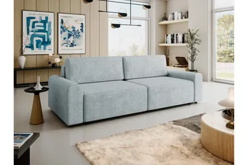 Bella Sovesofa 3-seter i Plysj - Grå - Møbler - Sofaer - Sovesofaer - 3 seters sovesofa