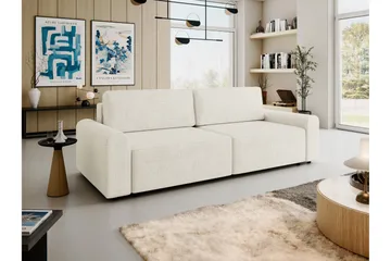 Bella Sovesofa 3-seter i Plysj - Beige - Møbler - Sofaer - Sovesofaer - 3 seters sovesofa