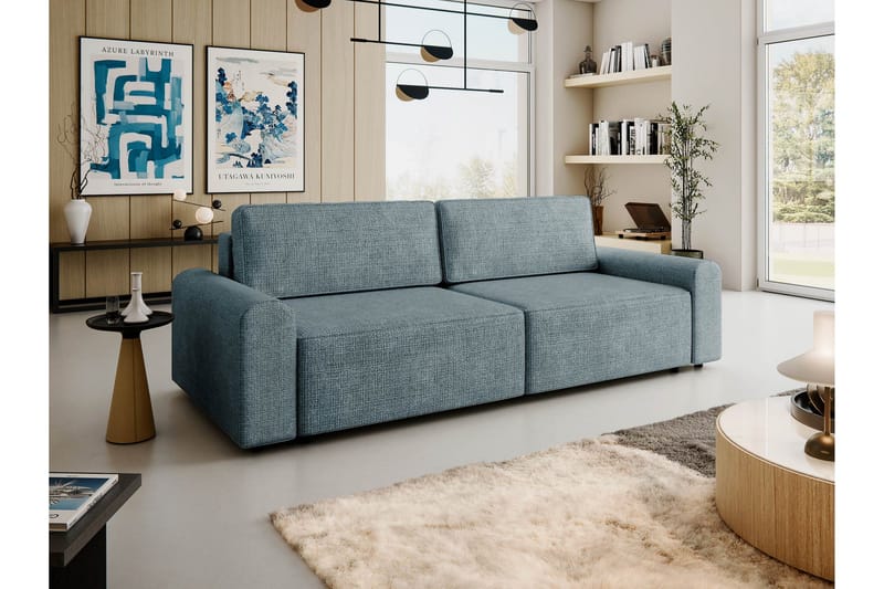 Bella Sovesofa 3-seter i Plysj - Grå - Møbler - Sofaer - Sovesofaer - 3 seters sovesofa