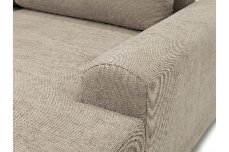 Bella Sovesofa med Dobbel Sjeselong 4-seter i Plysj - Beige - Møbler - Sofaer - Sovesofaer - U sovesofa