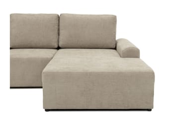 Bella Sovesofa med Dobbel Sjeselong 4-seter i Plysj - Beige - Møbler - Sofaer - Sovesofaer - U sovesofa