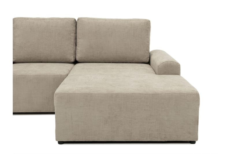Bella Sovesofa med Dobbel Sjeselong 4-seter i Plysj - Beige - Møbler - Sofaer - Sovesofaer - U sovesofa