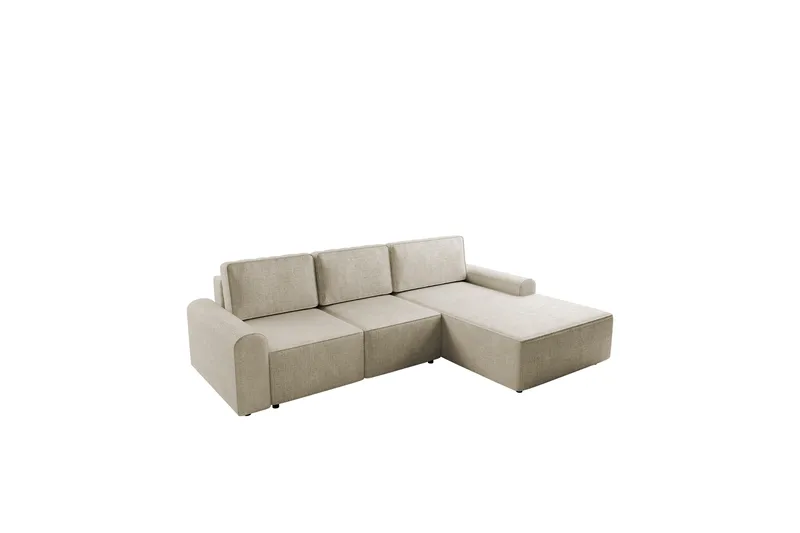 Bella Sovesofa med Sjeselong 3-seter i Plysj - Beige - Møbler - Sofaer - Sovesofaer - Sovesofa divan