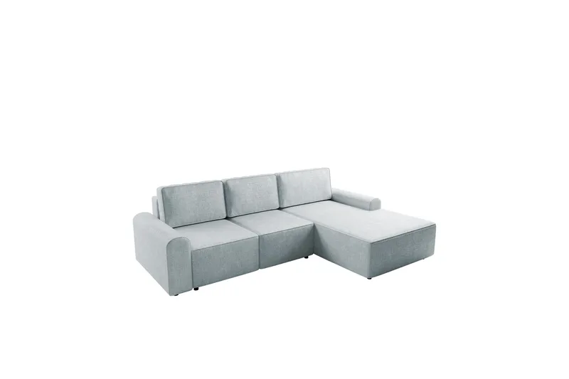 Bella Sovesofa med Sjeselong 3-seter i Plysj, Grå